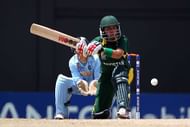 ST KITTS, SAINT KITTS AND NEVIS - MAY 08:  Sana Mir of Pakistan sweeps during the ICC T20 Women's World Cup Group B match between India and Pakistan at Warner Park on May 8, 2010 in St Kitts, Saint Kitts And Nevis.  (Photo by Michael Steele/Getty Images)